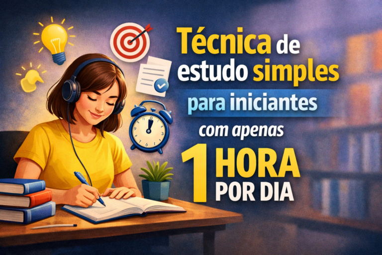 Técnica de estudo simples para iniciantes com apenas 1 hora por dia