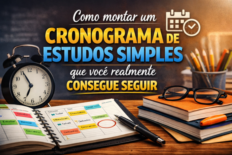 Como montar um cronograma de estudos simples que você realmente consegue seguir